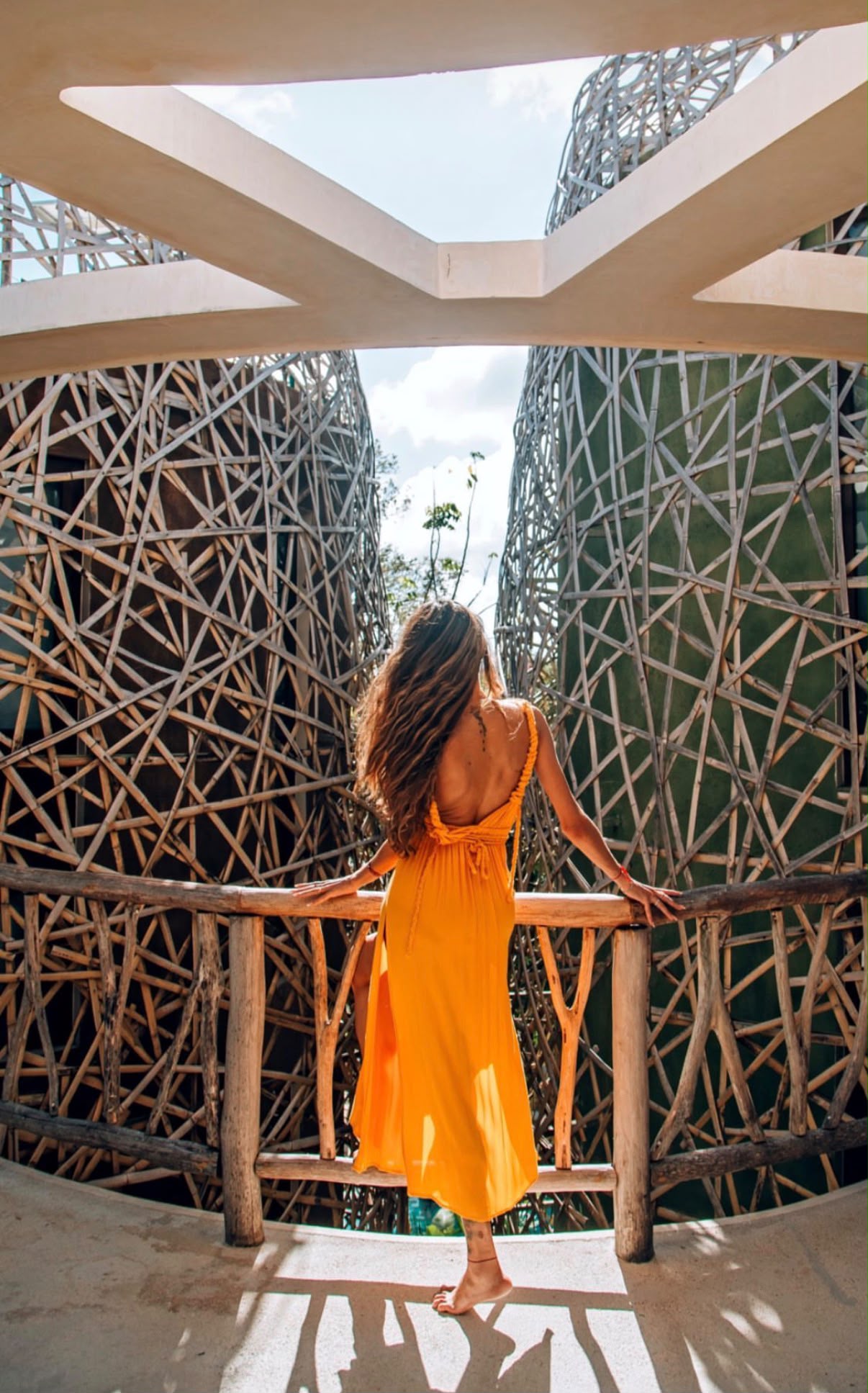 Woman overlooking the Tulum retreat setting