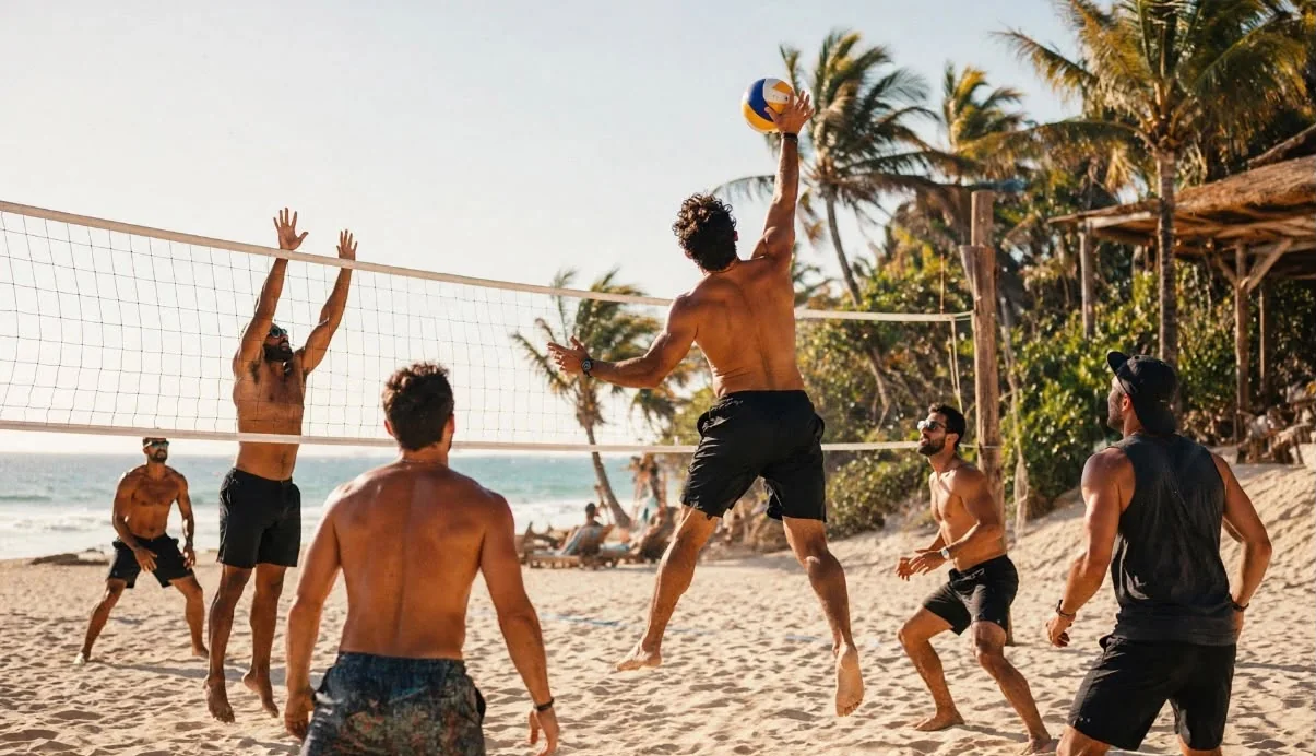 Beach volleyball at Man Camp, Tulum